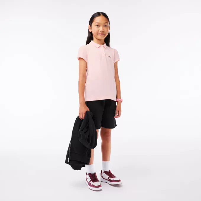 Lacoste mini-piqué-poloshirt med flæskekrave til piger