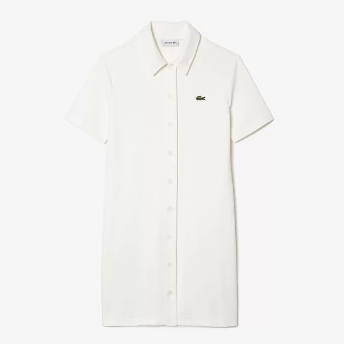 Lacoste økologisk bomuldspolokjole med knapper til kvinder