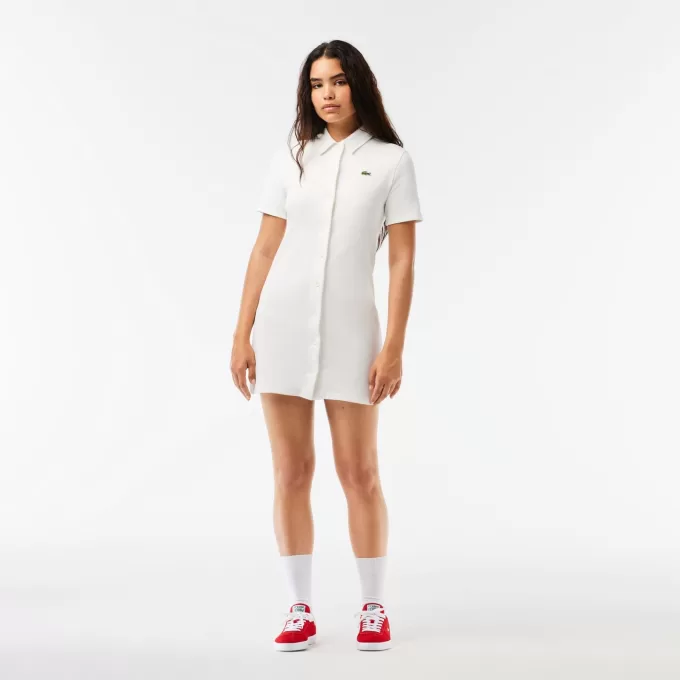Lacoste økologisk bomuldspolokjole med knapper til kvinder