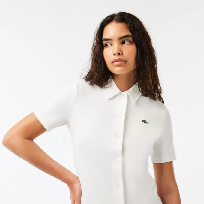 Lacoste økologisk bomuldspolokjole med knapper til kvinder
