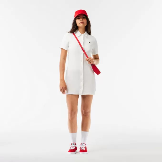 Lacoste økologisk bomuldspolokjole med knapper til kvinder