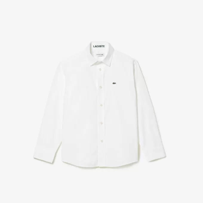 Lacoste stribet print Oxford bomuldsskjorte til børn