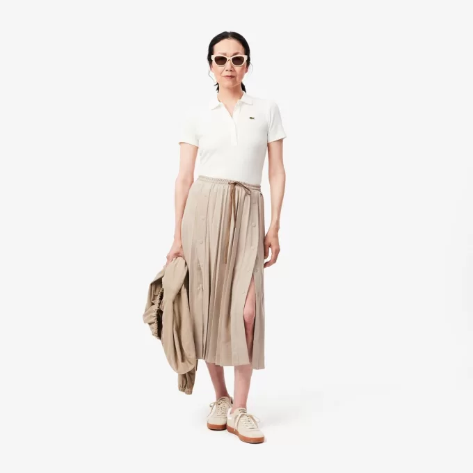Lang plisseret flannel nederdel
