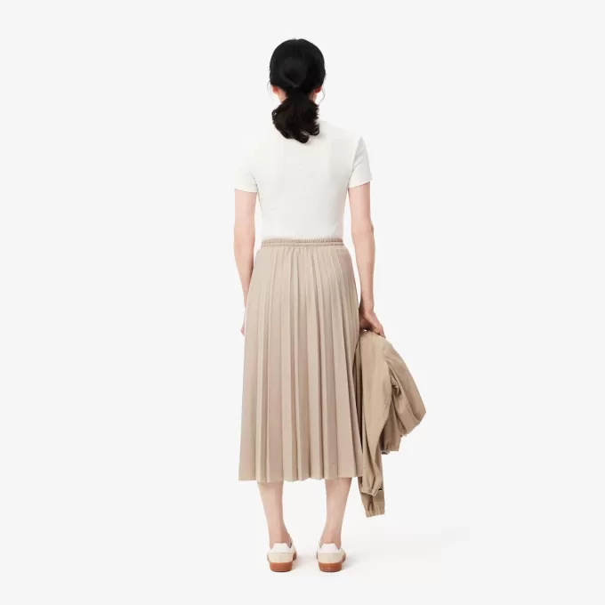 Lang plisseret flannel nederdel