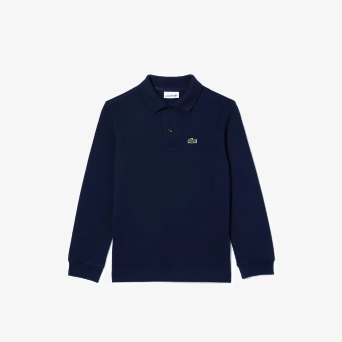 Langærmet piqué poloshirt