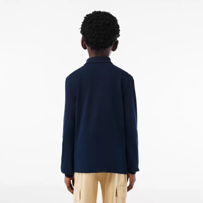 Langærmet piqué poloshirt