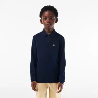Langærmet piqué poloshirt