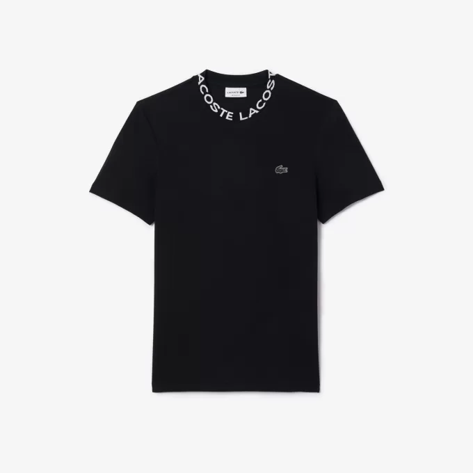 Letvægts T-shirt med Jacquard-hals i piqué