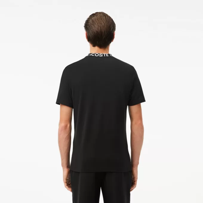 Letvægts T-shirt med Jacquard-hals i piqué