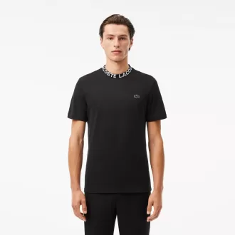Letvægts T-shirt med Jacquard-hals i piqué Letvægts T-shirt med Jacquard-hals i piqué