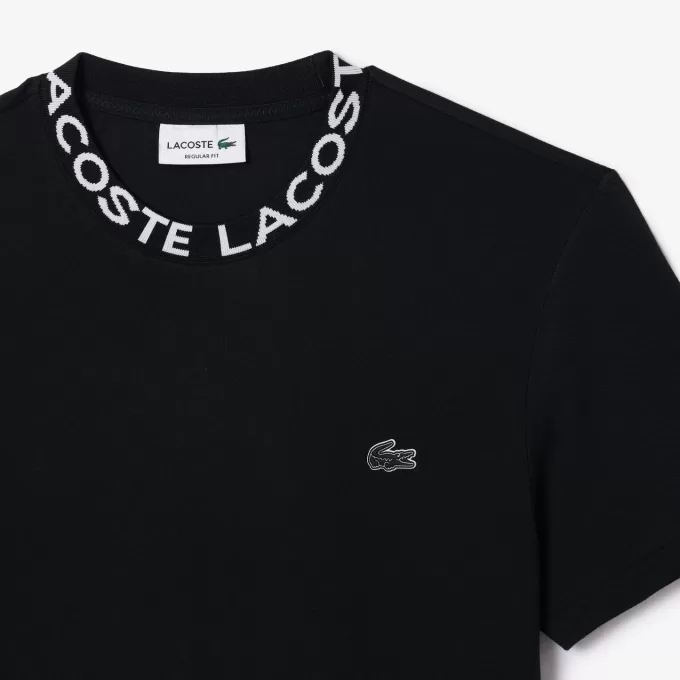 Letvægts T-shirt med Jacquard-hals i piqué