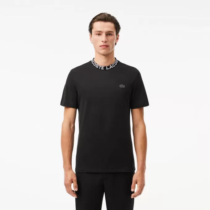 Letvægts T-shirt med Jacquard-hals i piqué