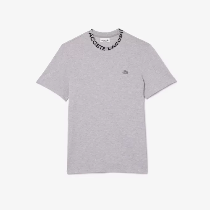 Letvægts T-shirt med Jacquard-hals i piqué