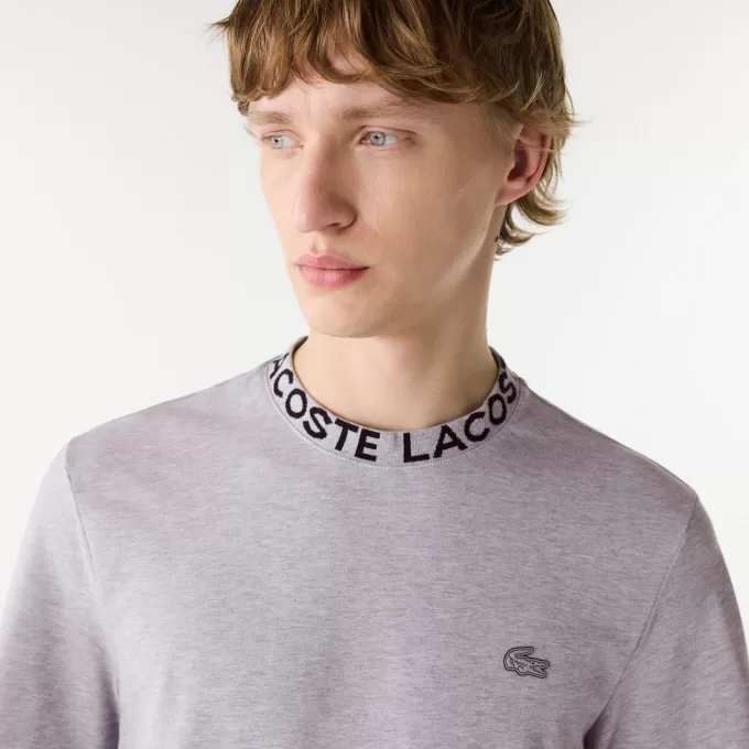 Letvægts T-shirt med Jacquard-hals i piqué