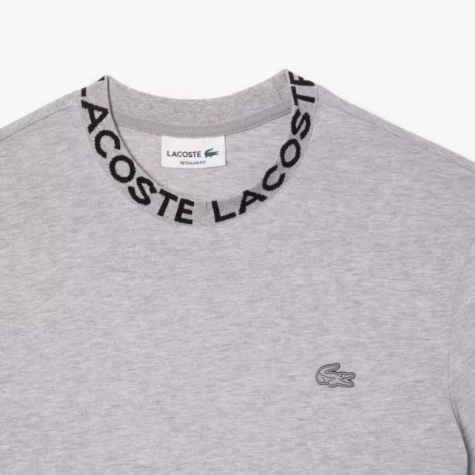 Letvægts T-shirt med Jacquard-hals i piqué