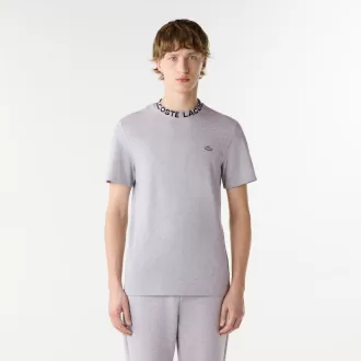 Letvægts T-shirt med Jacquard-hals i piqué Letvægts T-shirt med Jacquard-hals i piqué
