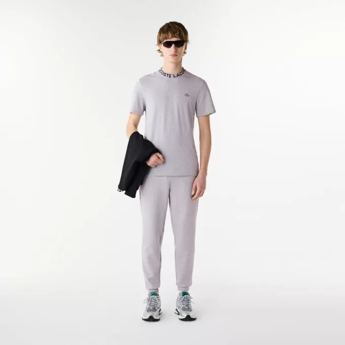 Letvægts T-shirt med Jacquard-hals i piqué