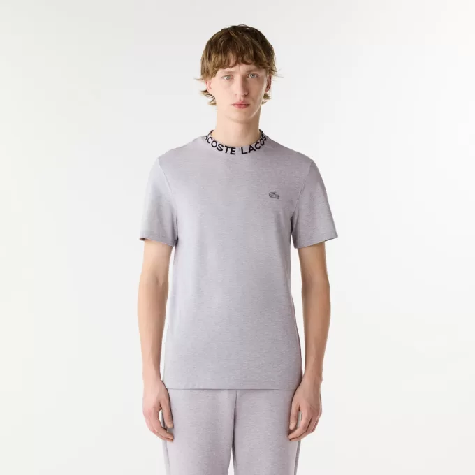 Letvægts T-shirt med Jacquard-hals i piqué
