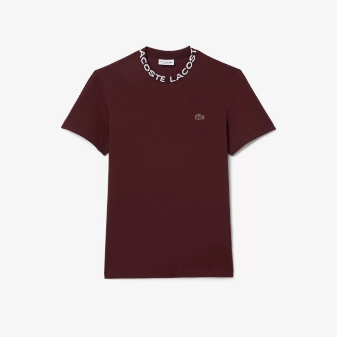 Letvægts T-shirt med Jacquard-hals i piqué