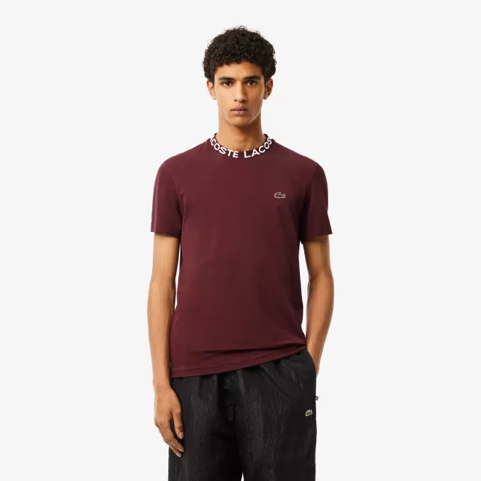 Letvægts T-shirt med Jacquard-hals i piqué
