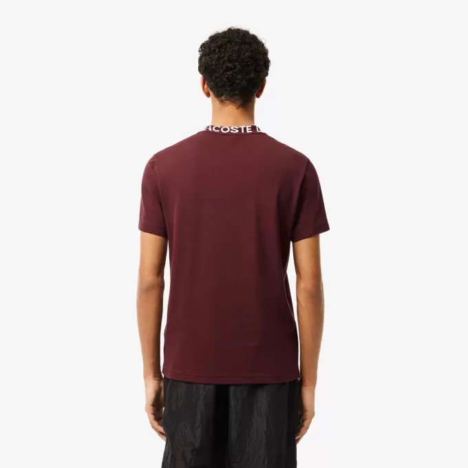 Letvægts T-shirt med Jacquard-hals i piqué