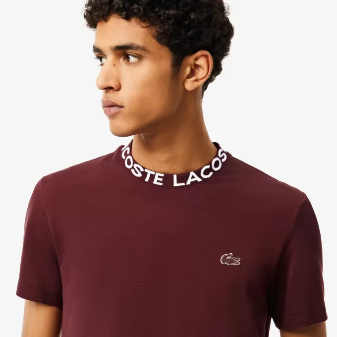 Letvægts T-shirt med Jacquard-hals i piqué