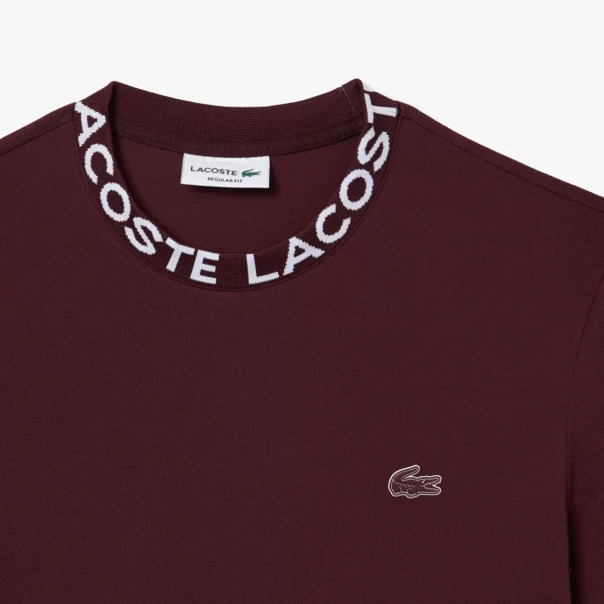 Letvægts T-shirt med Jacquard-hals i piqué