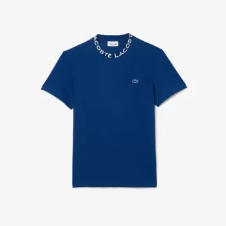 Letvægts T-shirt med Jacquard-hals i piqué Letvægts T-shirt med Jacquard-hals i piqué
