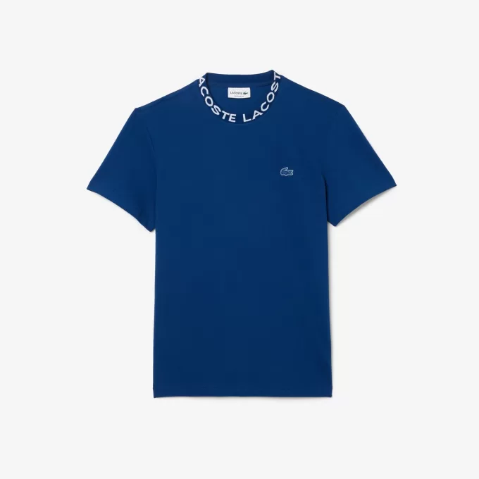 Letvægts T-shirt med Jacquard-hals i piqué