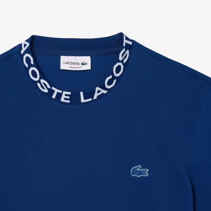 Letvægts T-shirt med Jacquard-hals i piqué