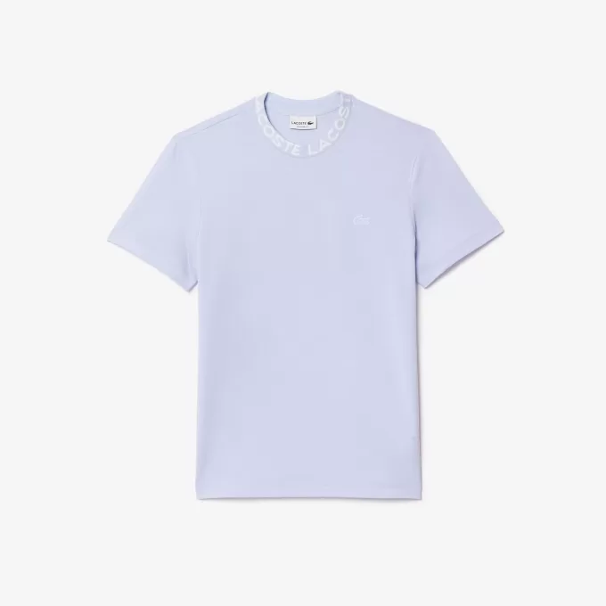 Letvægts T-shirt med Jacquard-hals i piqué