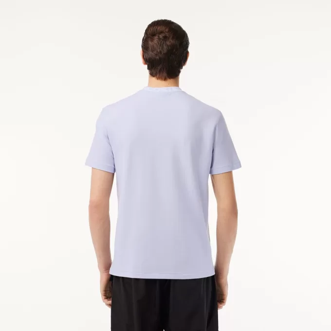 Letvægts T-shirt med Jacquard-hals i piqué