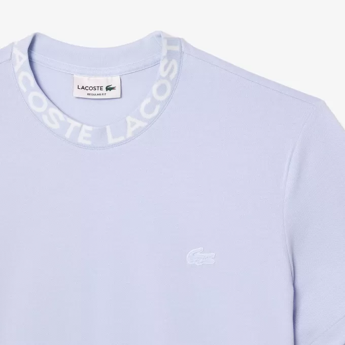 Letvægts T-shirt med Jacquard-hals i piqué