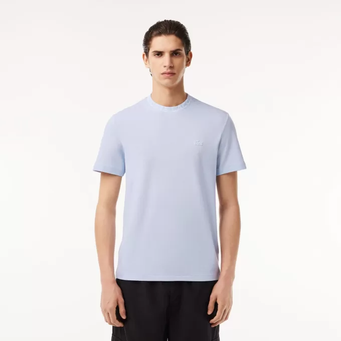 Letvægts T-shirt med Jacquard-hals i piqué