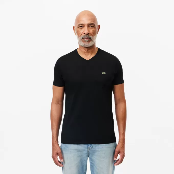 Letvægts T-shirt med Pima V-hals i bomuld