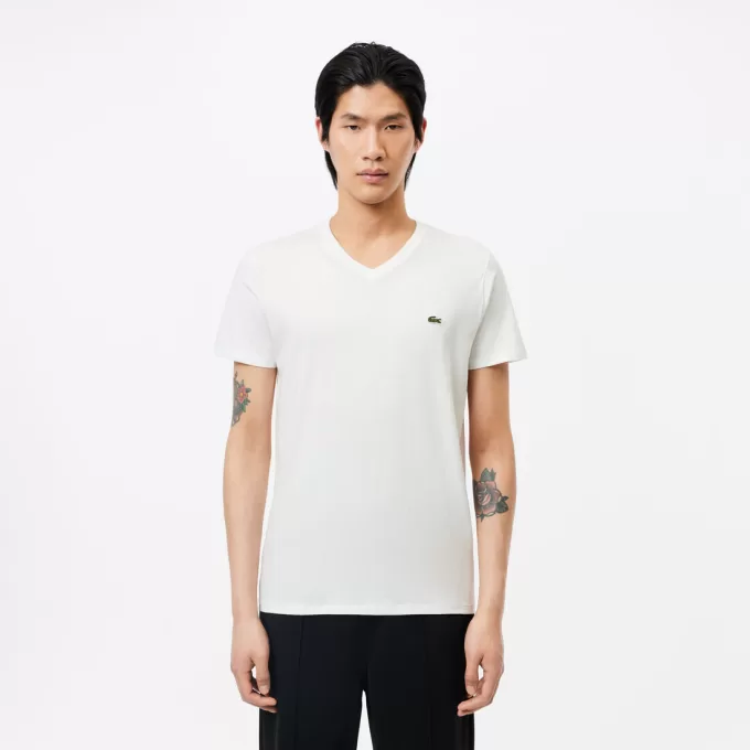 Letvægts T-shirt med Pima V-hals i bomuld