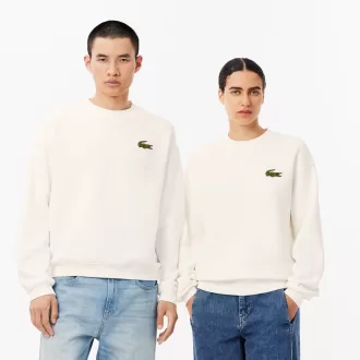 Loose Fit Badge Accent Fleece Sweatshirt