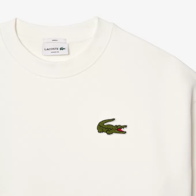 Loose Fit Badge Accent Fleece Sweatshirt