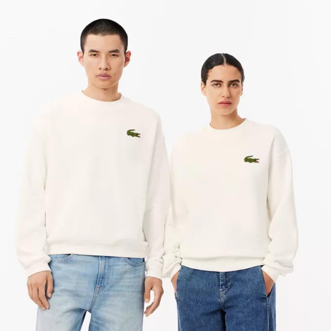 Loose Fit Badge Accent Fleece Sweatshirt