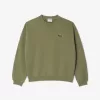 Loose Fit Badge Accent Fleece Sweatshirt