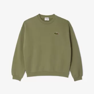 Loose Fit Badge Accent Fleece Sweatshirt