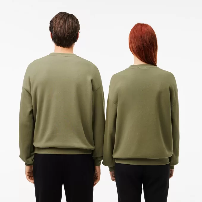 Loose Fit Badge Accent Fleece Sweatshirt