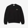 Loose Fit Badge Accent Fleece Sweatshirt