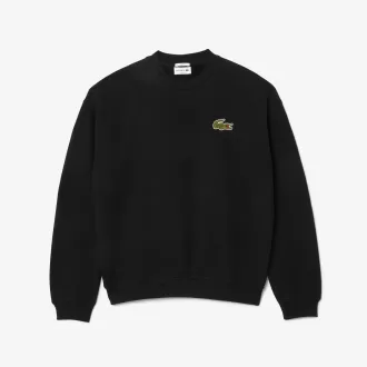 Loose Fit Badge Accent Fleece Sweatshirt
