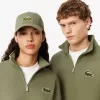 Loose Fit Zip Neck Badge Accent Sweatshirt