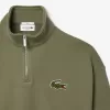Loose Fit Zip Neck Badge Accent Sweatshirt