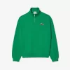 Loose Fit Zip Neck Badge Accent Sweatshirt