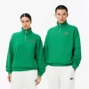 Loose Fit Zip Neck Badge Accent Sweatshirt