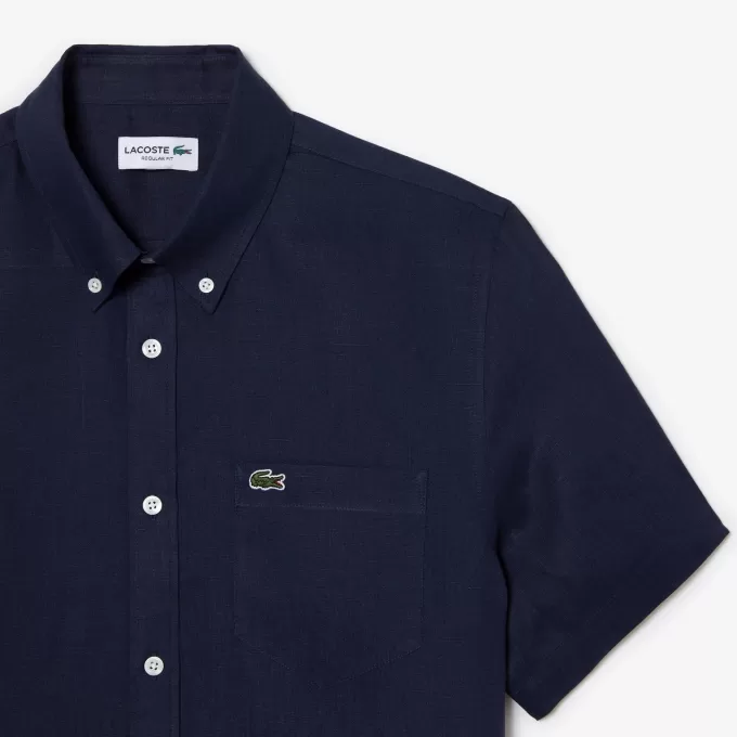 Mænd S Lacoste kortærmet linnedskjorte