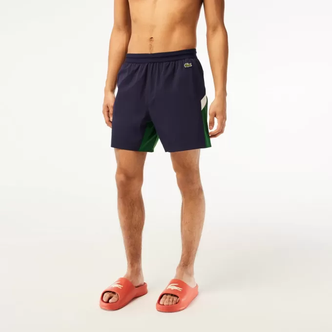 Mænds Lacoste Genbrugspolyamid Colourblock Badebukser